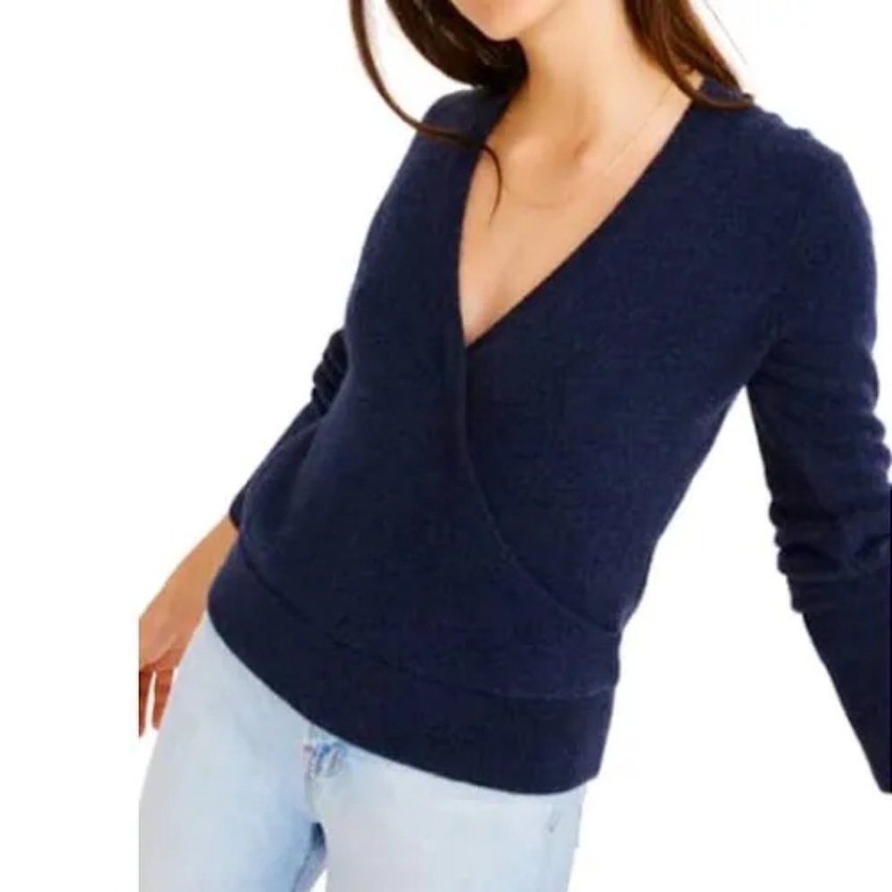 Faux Wrap Madewell Navy Sweater